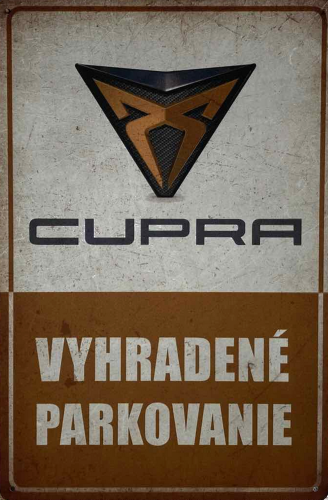 Retro tabuľka – Cupra (Vyhradené parkovanie)