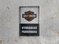 Retro tabuľka – Harley-Davidson Vyhradené parkovanie