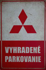 Retro tabuľka – Mitsubishi Vyhradené parkovanie