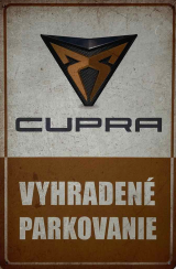 Retro tabuľka – Cupra (Vyhradené parkovanie)